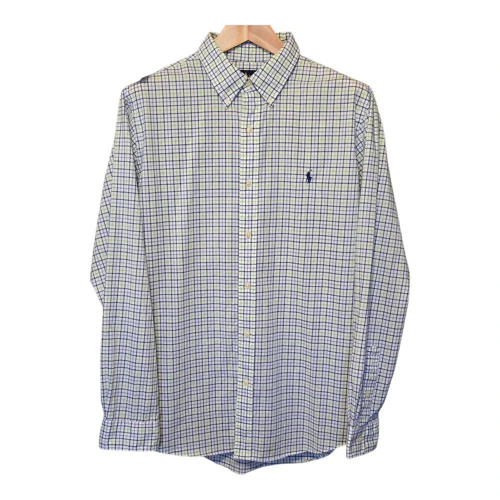Ralph Lauren Button Down Shirt Mens Size XL Blue/Green Plaid Classic Fit Preppy - Picture 3 of 15
